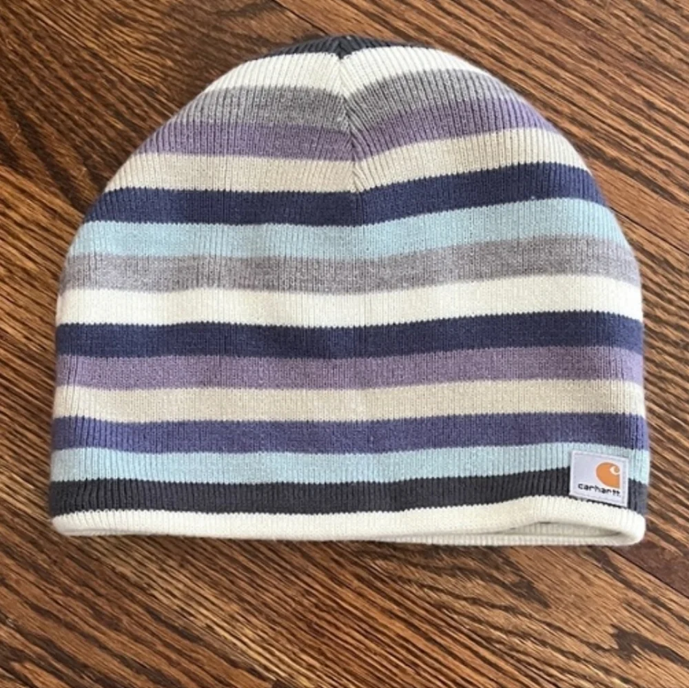 Carhartt Kids Striped Beanie - Blue, Purple, Gray